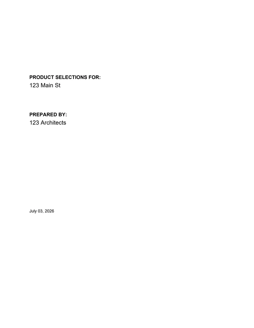 Cover page — project and prepared-by pulled from the run