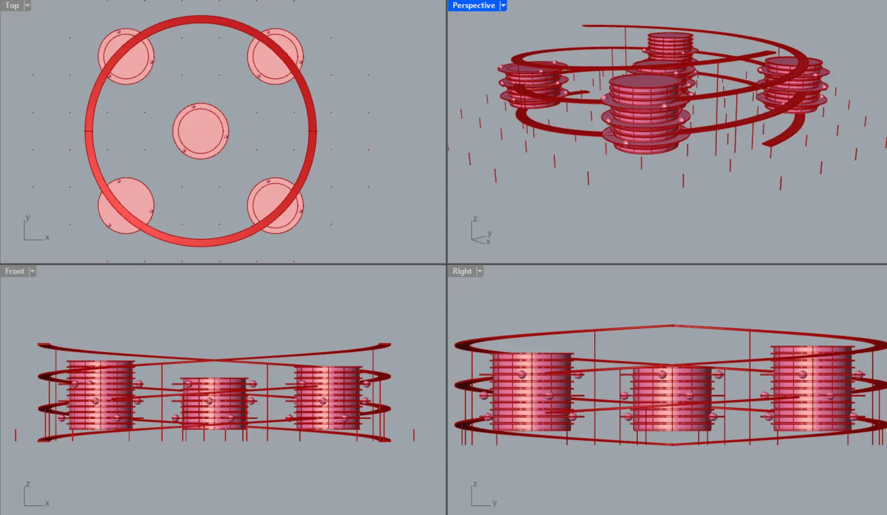 Final Rhino model generated with Raven — plan and perspective viewports