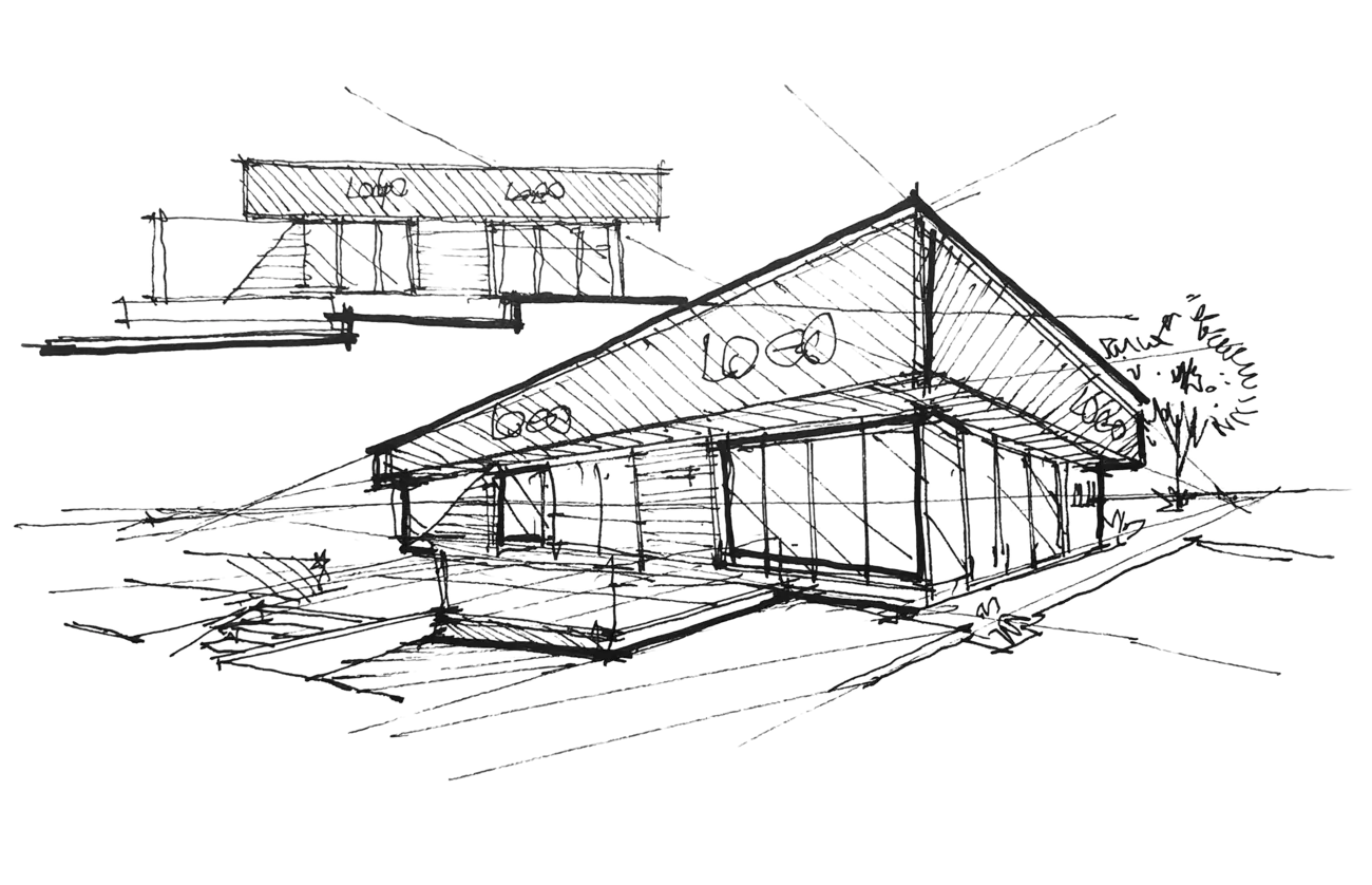 Glass & Wood Transformation — concept sketch